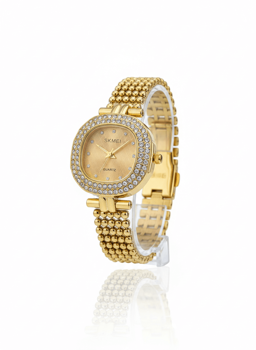 SKMEI 1902 Elegant Silver Crystal Beaded Bracelet Watch
