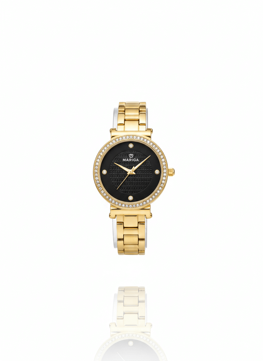 Mariga Midnight Gold Crystal-Encrusted Statement Watch