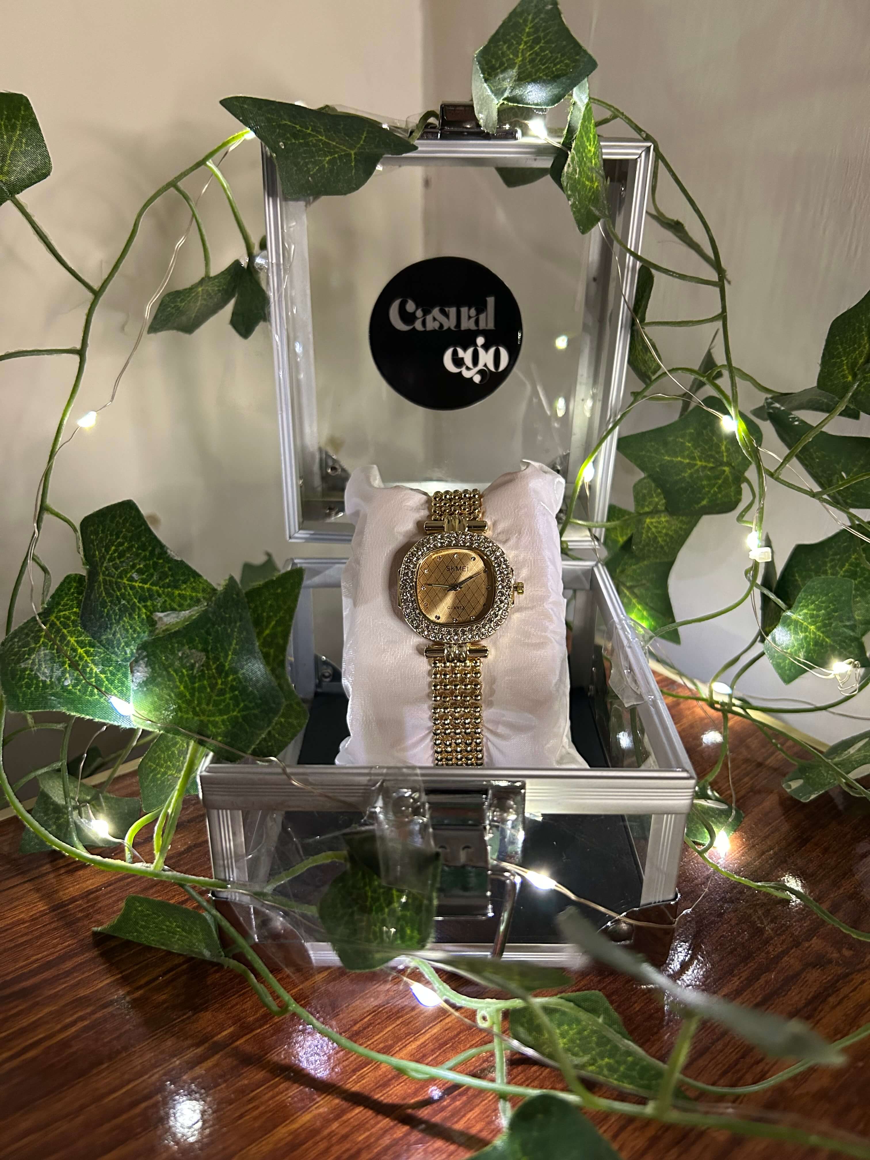 SKMEI 1902 Elegant Silver Crystal Beaded Bracelet Watch