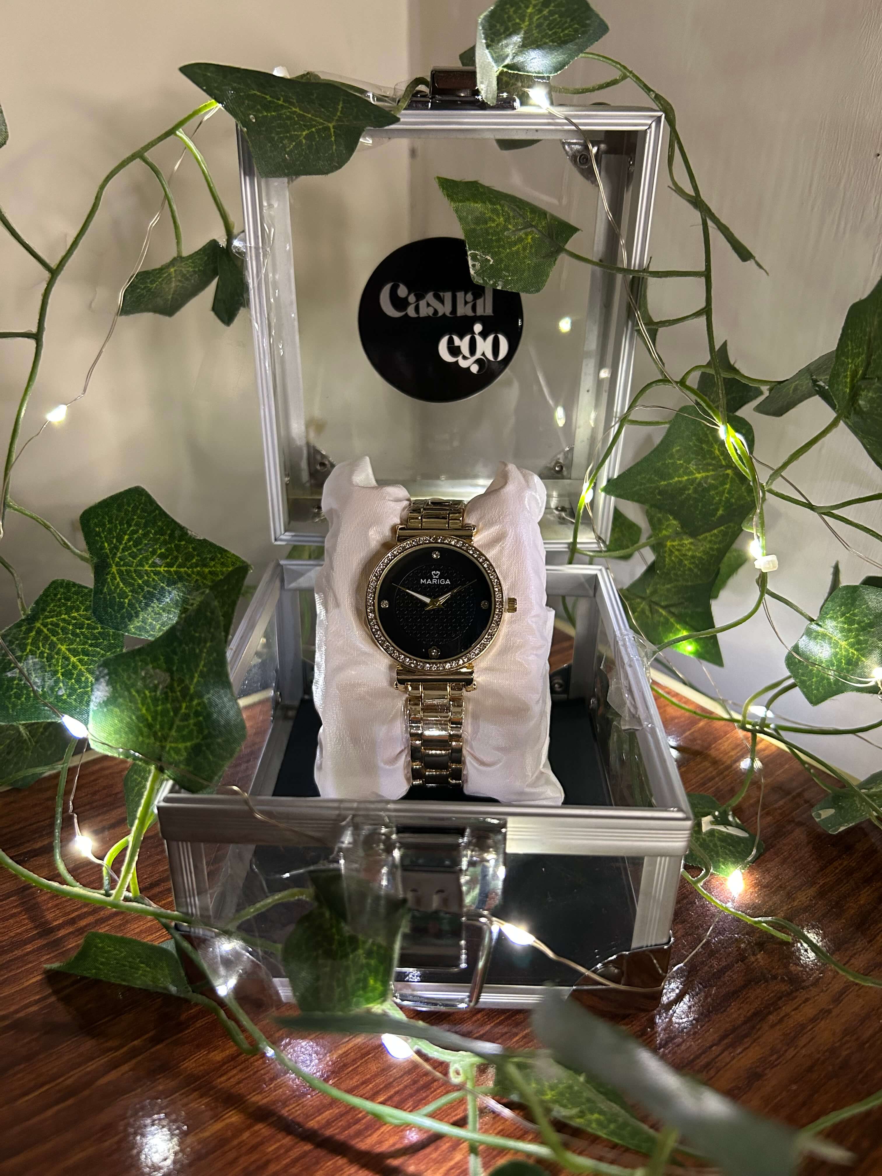 Mariga Midnight Gold Crystal-Encrusted Statement Watch